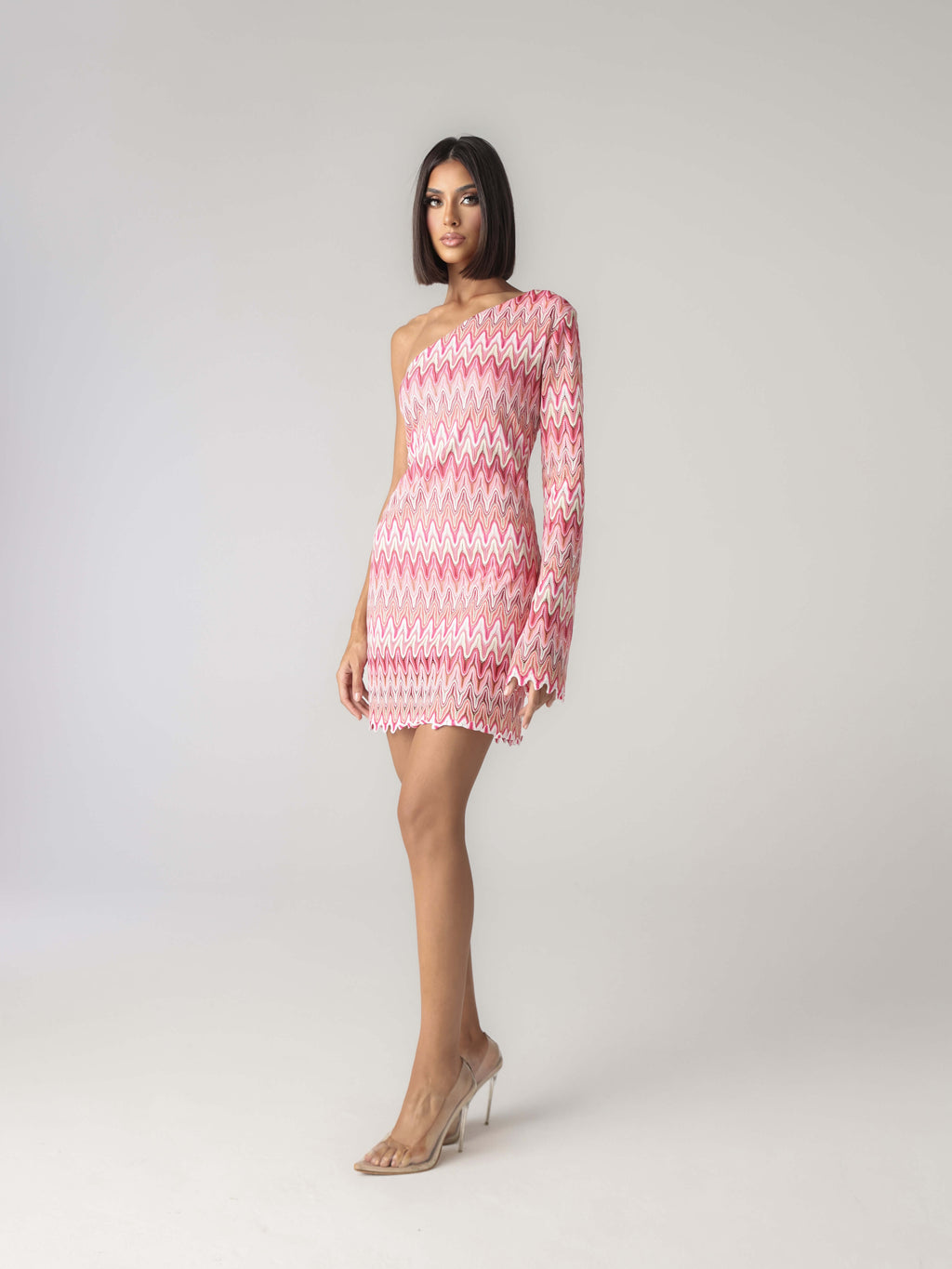ONE SHOULDER KEYHOLE MINI DRESS