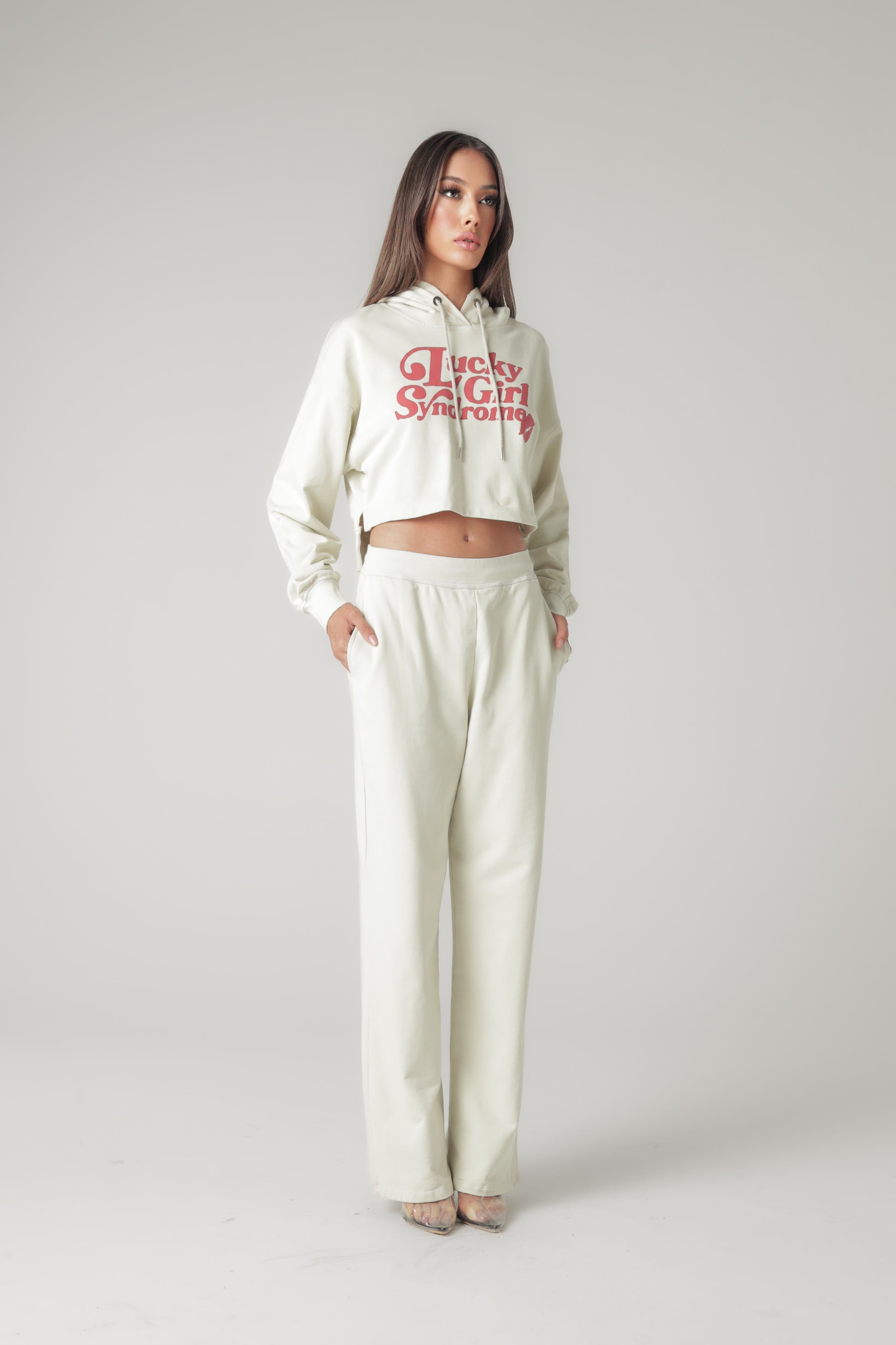 LUCKY GIRL CROPPED HOODIE